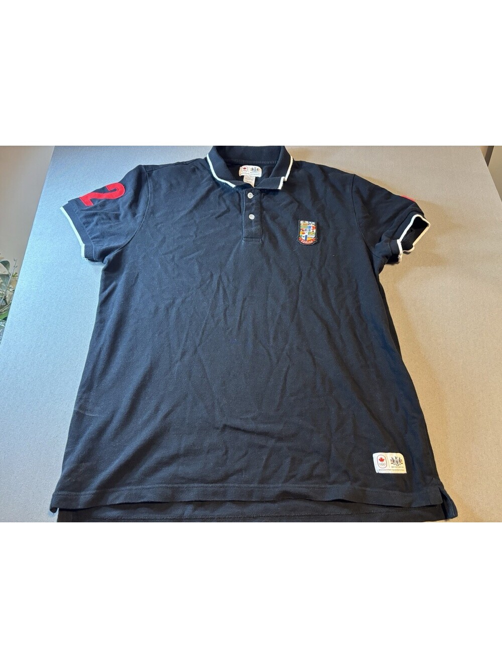 Team Canada Flag Maple Leaf Olympics Polo Golf Shirt Hudson's Bay Co Sz Large